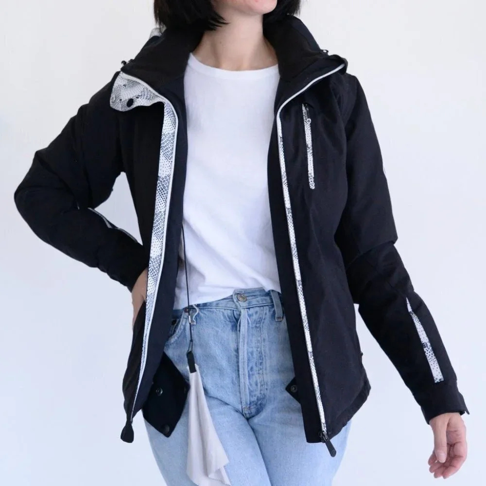 Sunice Gore-Tex Black Hooded Performance Jacket With Hood Size 6